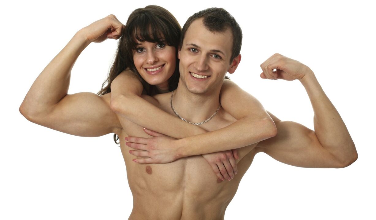 A woman with a man with an enlarged penis