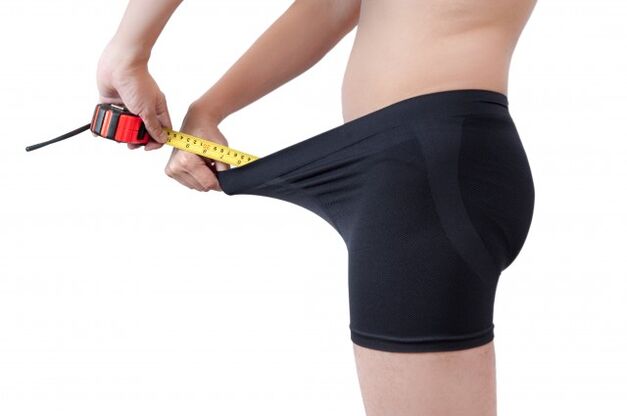 A man measuring the length of his penis